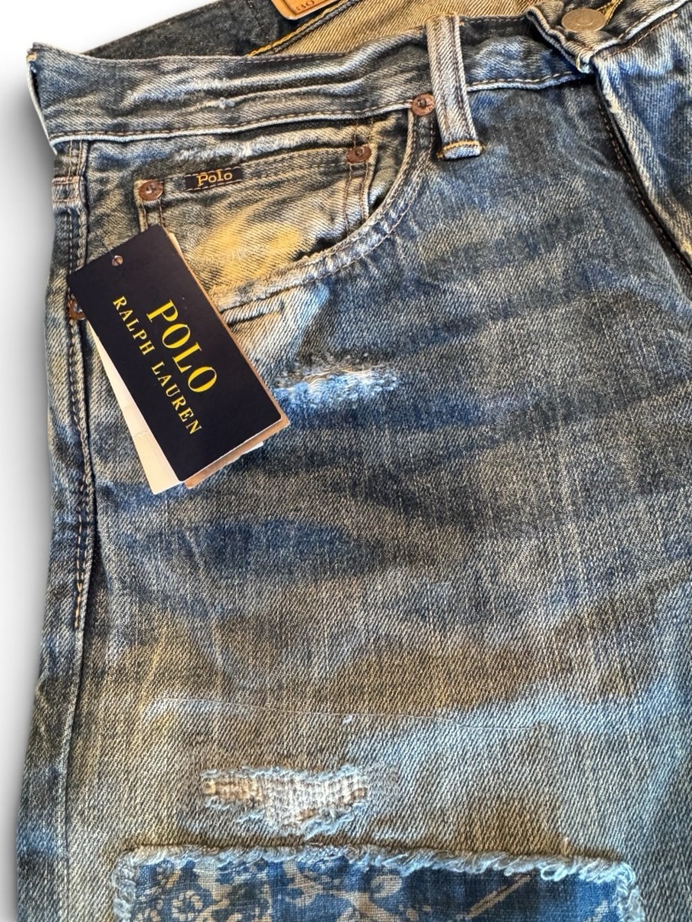 Polo Ralph Lauren Sullivan Slim Patchwork Distressed Jeans 30x30 NWT $248 - Picture 5 of 16